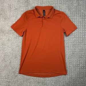 Lululemon Evolution Polo Shirt Mens Medium Burnt Orange Rust Short Sleeve LM3FLW